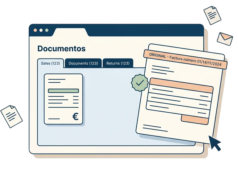 JetSend dashboard for offices with sales documents and consolidated invoice